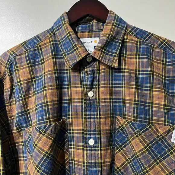 Carhartt Plaid Button Down Long Sleeves Double Pocket Shirt | Men's Size Large - Picture 2 of 9